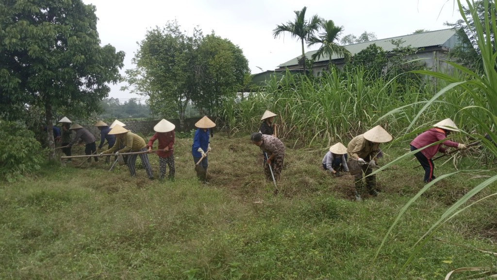 Hội nông dân xã hỗ trợ thôn Kiều Văn chỉnh trang vườn hộ, cải tạo vườn tạp, chỉnh trang cải tạo vườn vắng chủ